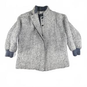 Vintage Herringbone Wool Coat – Made in USA – Women’s – Gray/Black